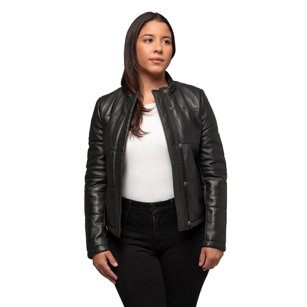 Women Leather Black Jacket Leather Brown Jacket Leather Jacket Melysa - Picture 8 of 9